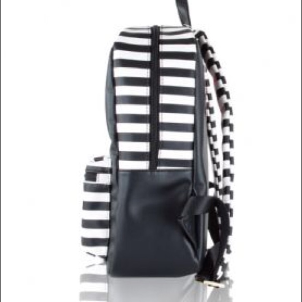 Betsey Johnson Leo Kitch Cat Face Stripe Backpack - Picture 5 of 8